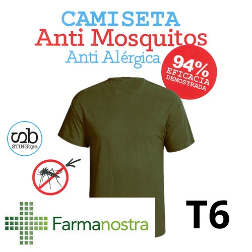 Camiseta antimosquitos stingbye camiseta manga corta  | talla t6 | color kaki